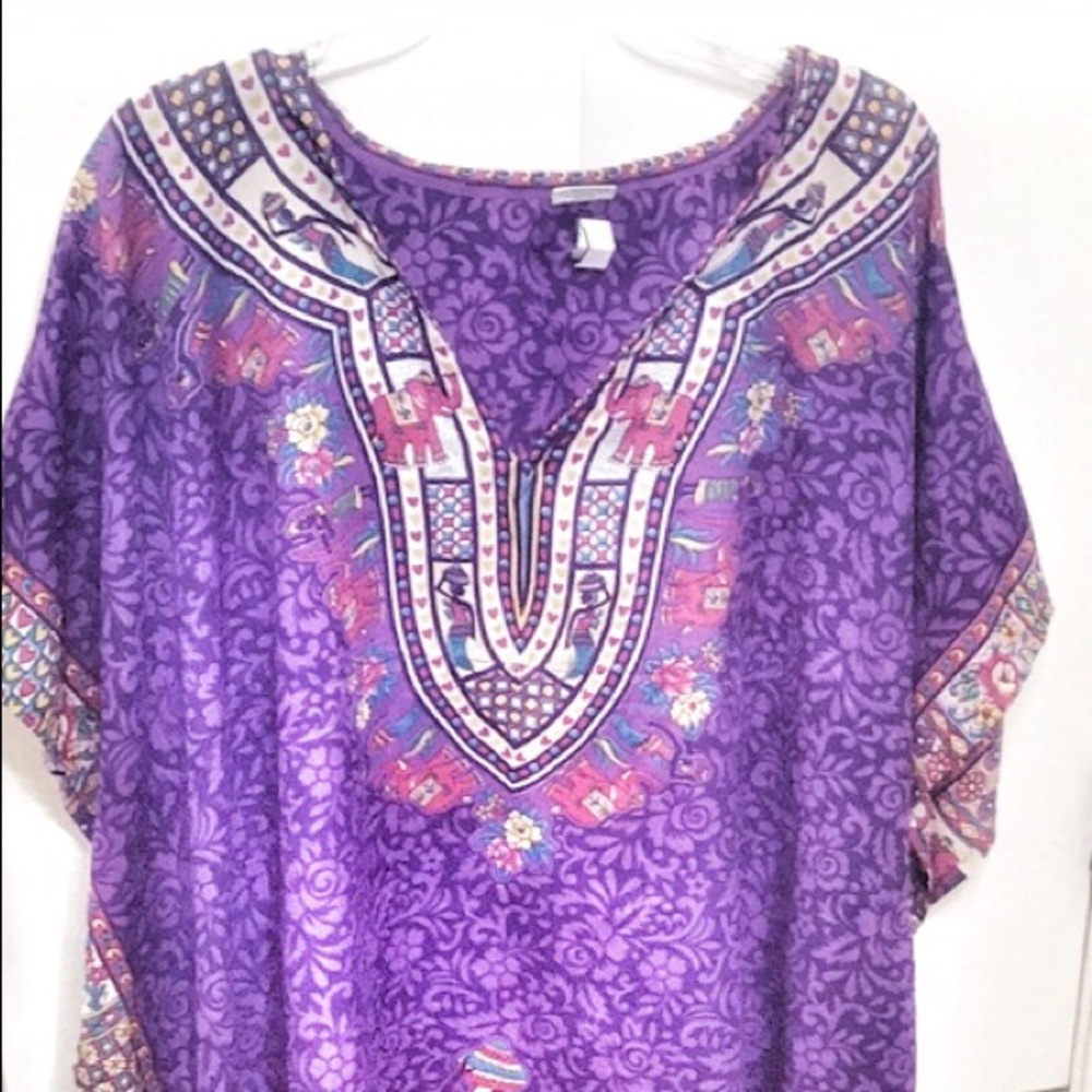 2/$30 Bright rose collected purple swim coverup with Art